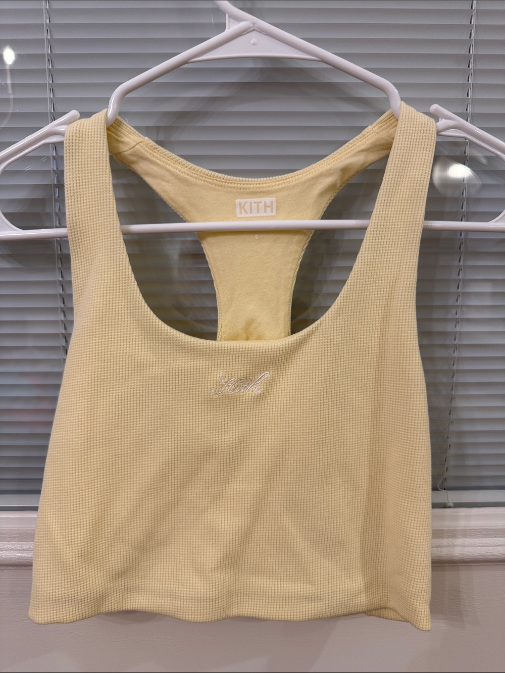 Kith Pale Yellow Waffle Racerback Cropped Sports Tank